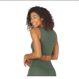 Glyder Mood Sports Bra‎ Crop Top in Olive Green